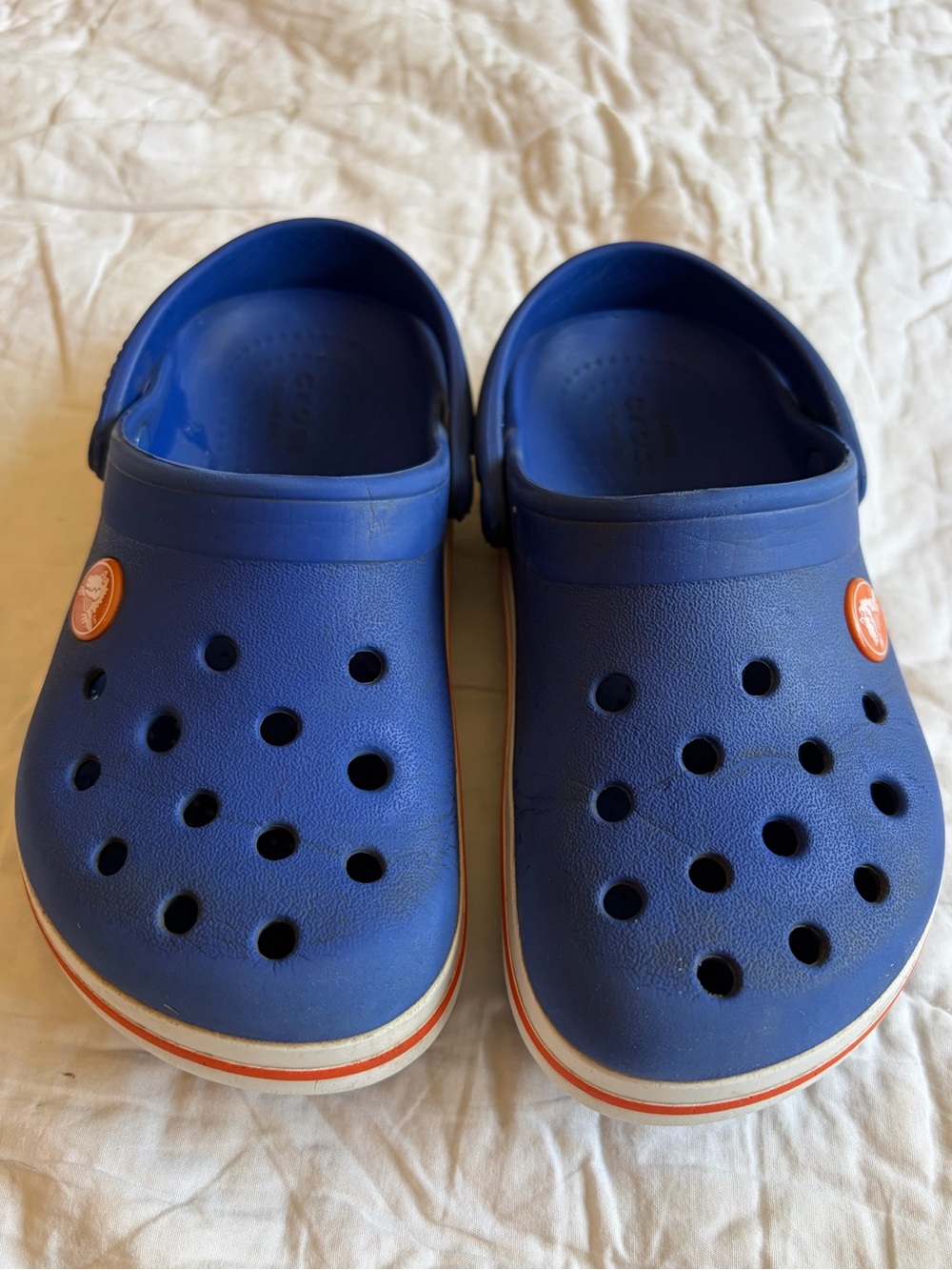 Youth Classic Crocs Clog - Blue with Orange Accent - 11c